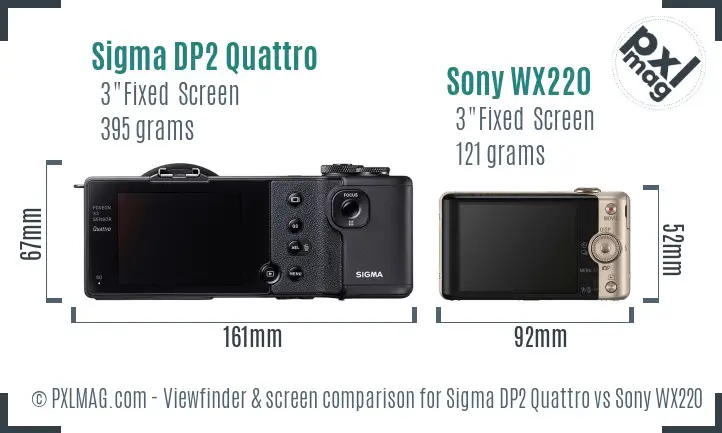 Sigma DP2 Quattro vs Sony WX220 Screen and Viewfinder comparison