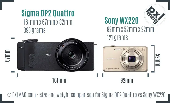 Sigma DP2 Quattro vs Sony WX220 size comparison