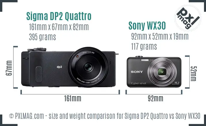 Sigma DP2 Quattro vs Sony WX30 size comparison