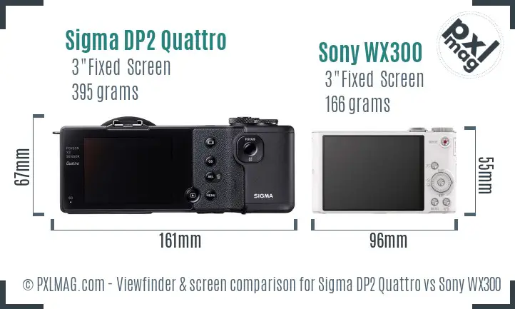 Sigma DP2 Quattro vs Sony WX300 Screen and Viewfinder comparison