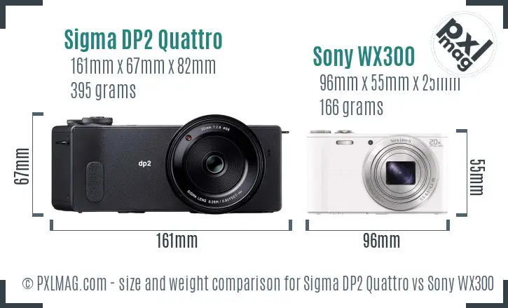 Sigma DP2 Quattro vs Sony WX300 size comparison