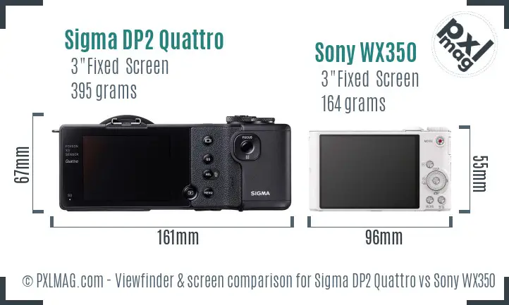 Sigma DP2 Quattro vs Sony WX350 Screen and Viewfinder comparison