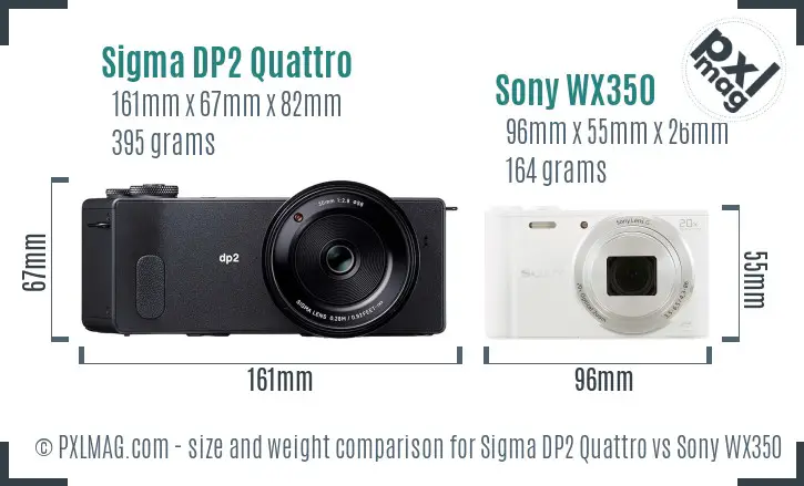 Sigma DP2 Quattro vs Sony WX350 size comparison