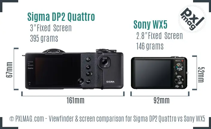 Sigma DP2 Quattro vs Sony WX5 Screen and Viewfinder comparison