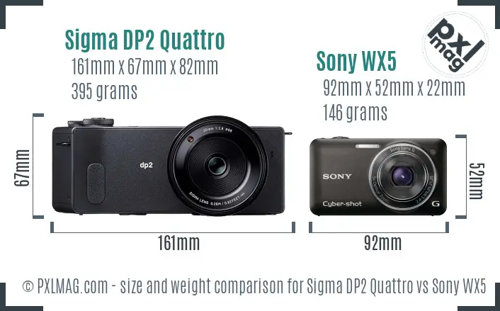 Sigma DP2 Quattro vs Sony WX5 size comparison