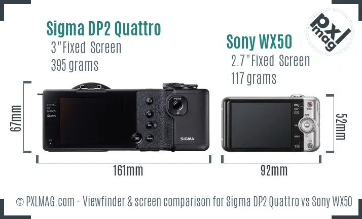 Sigma DP2 Quattro vs Sony WX50 Screen and Viewfinder comparison