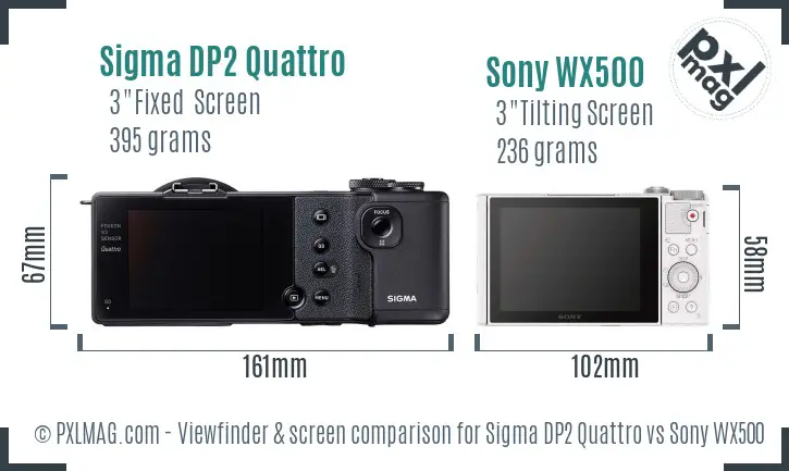 Sigma DP2 Quattro vs Sony WX500 Screen and Viewfinder comparison