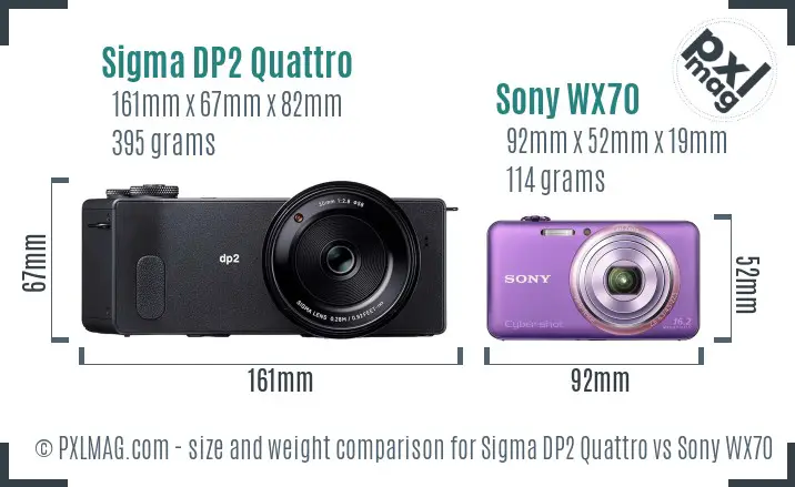 Sigma DP2 Quattro vs Sony WX70 size comparison