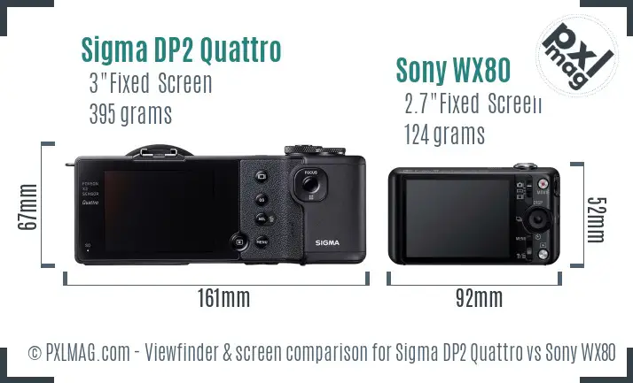 Sigma DP2 Quattro vs Sony WX80 Screen and Viewfinder comparison