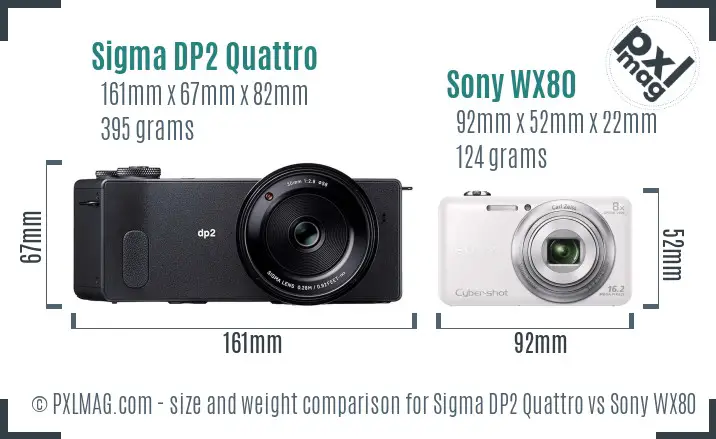 Sigma DP2 Quattro vs Sony WX80 size comparison