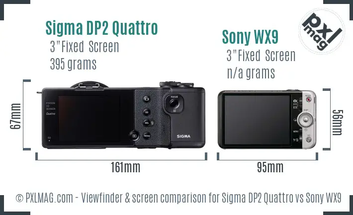 Sigma DP2 Quattro vs Sony WX9 Screen and Viewfinder comparison