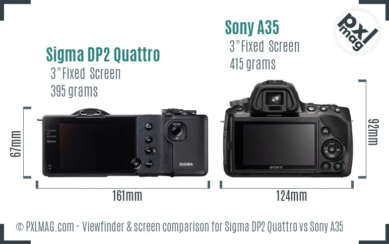 Sigma DP2 Quattro vs Sony A35 Screen and Viewfinder comparison