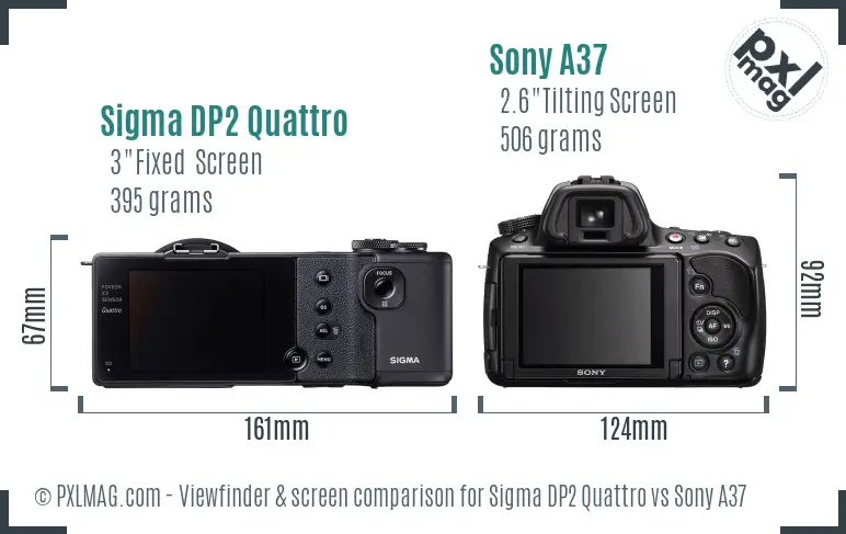 Sigma DP2 Quattro vs Sony A37 Screen and Viewfinder comparison