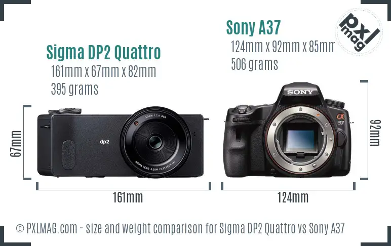 Sigma DP2 Quattro vs Sony A37 size comparison