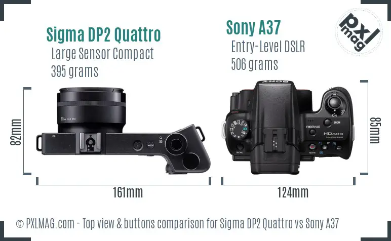 Sigma DP2 Quattro vs Sony A37 top view buttons comparison