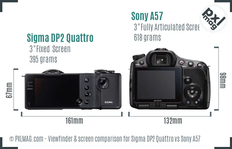 Sigma DP2 Quattro vs Sony A57 Screen and Viewfinder comparison