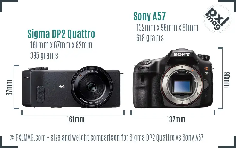 Sigma DP2 Quattro vs Sony A57 size comparison