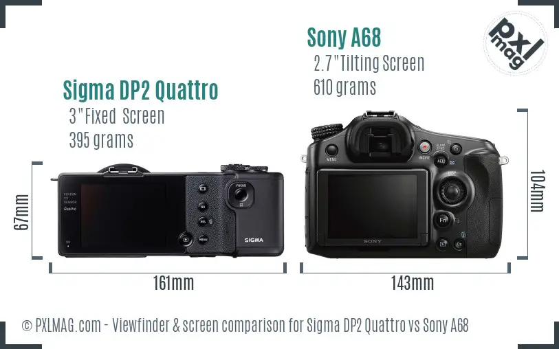 Sigma DP2 Quattro vs Sony A68 Screen and Viewfinder comparison