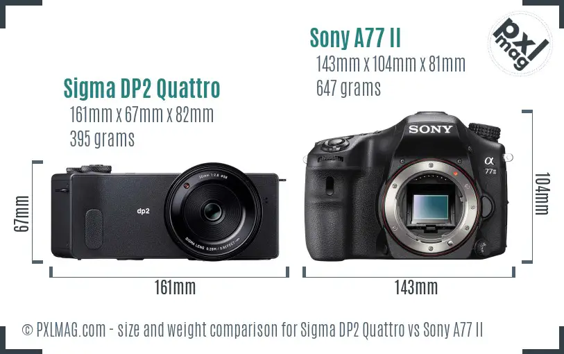 Sigma DP2 Quattro vs Sony A77 II size comparison
