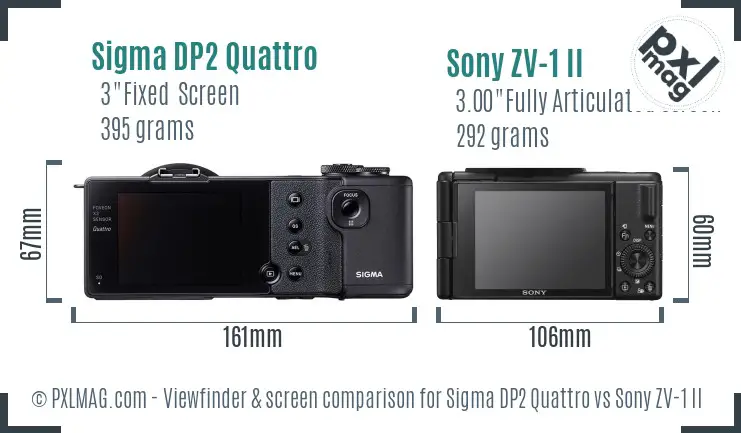 Sigma DP2 Quattro vs Sony ZV-1 II Screen and Viewfinder comparison