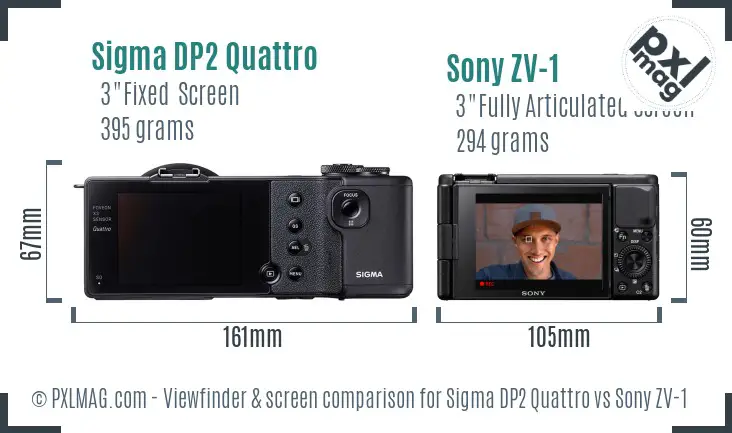 Sigma DP2 Quattro vs Sony ZV-1 Screen and Viewfinder comparison