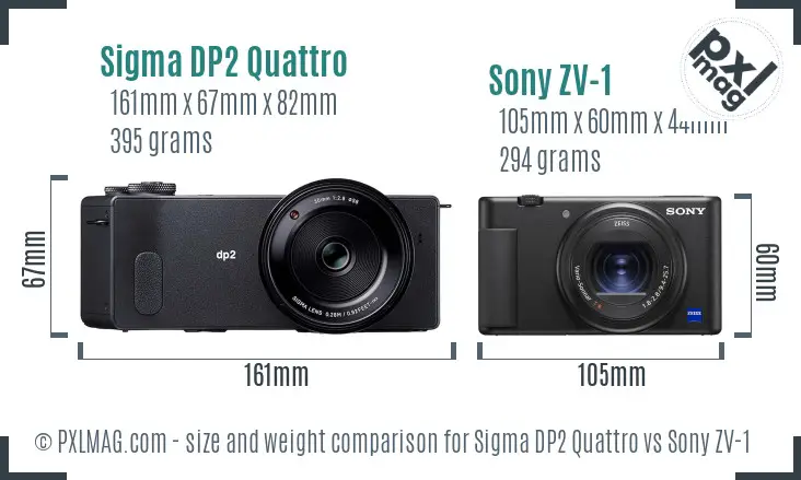 Sigma DP2 Quattro vs Sony ZV-1 size comparison