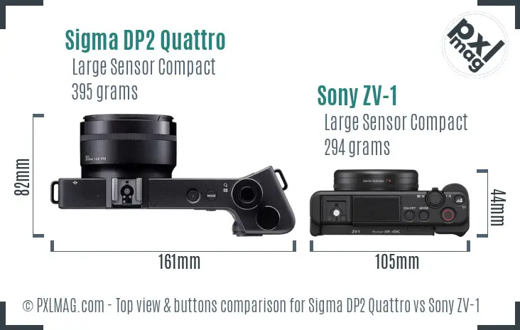 Sigma DP2 Quattro vs Sony ZV-1 top view buttons comparison