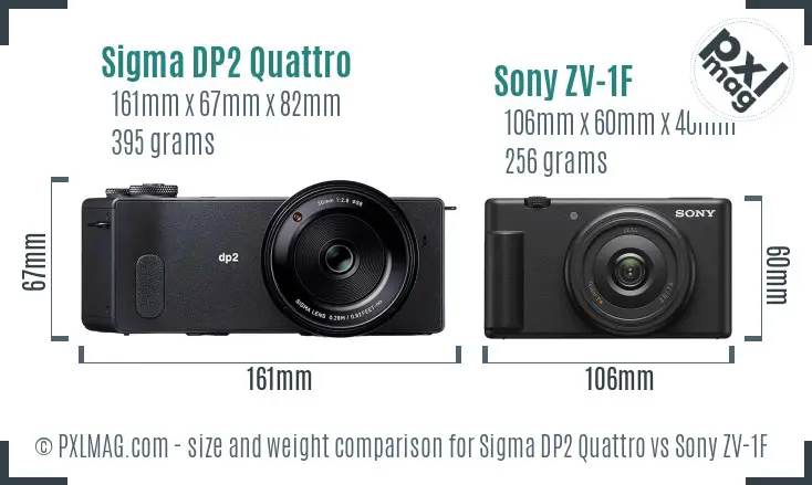 Sigma DP2 Quattro vs Sony ZV-1F size comparison