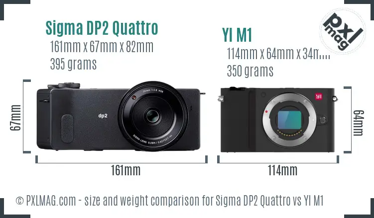 Sigma DP2 Quattro vs YI M1 size comparison
