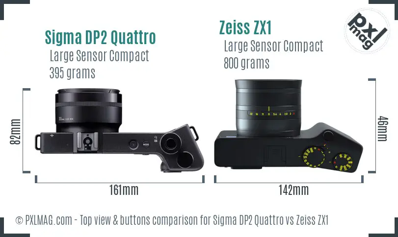 Sigma DP2 Quattro vs Zeiss ZX1 top view buttons comparison