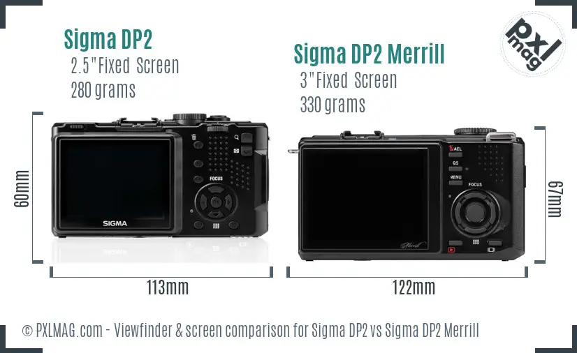 Sigma DP2 vs Sigma DP2 Merrill Screen and Viewfinder comparison