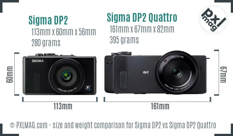 Sigma DP2 vs Sigma DP2 Quattro size comparison