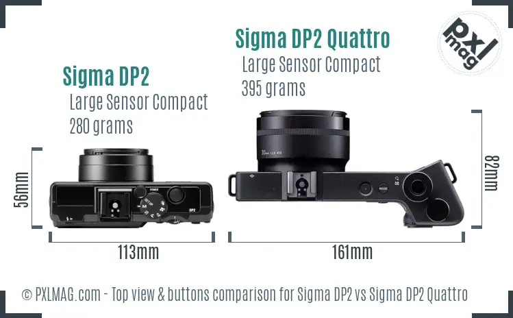 Sigma DP2 vs Sigma DP2 Quattro top view buttons comparison