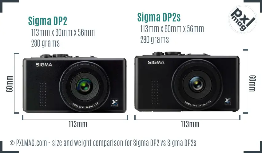 Sigma DP2 vs Sigma DP2s size comparison
