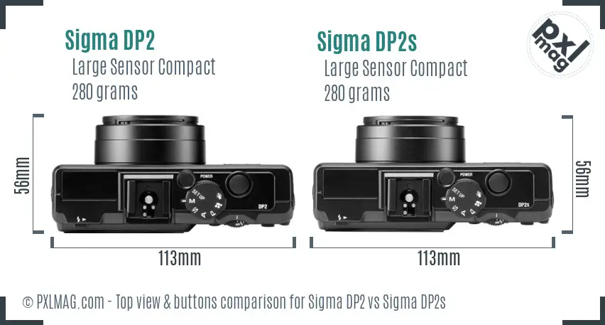 Sigma DP2 vs Sigma DP2s top view buttons comparison