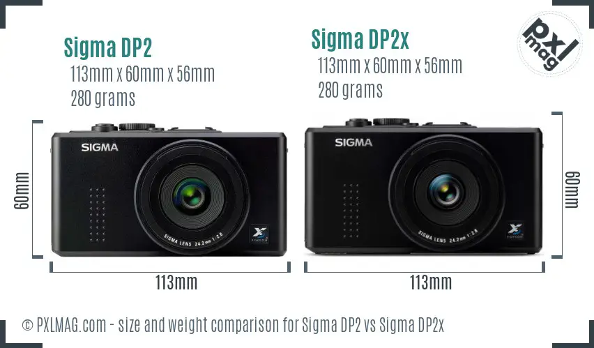 Sigma DP2 vs Sigma DP2x size comparison