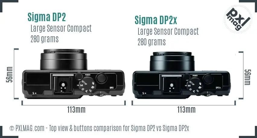 Sigma DP2 vs Sigma DP2x top view buttons comparison