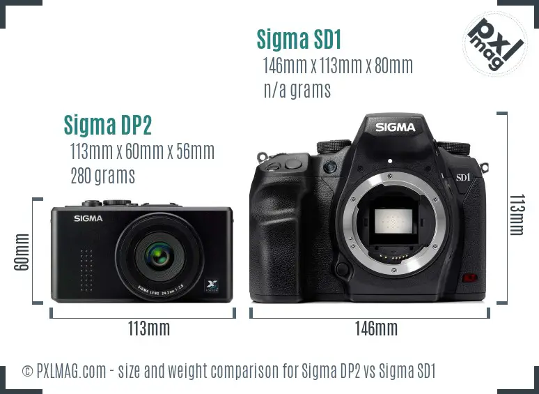 Sigma DP2 vs Sigma SD1 size comparison