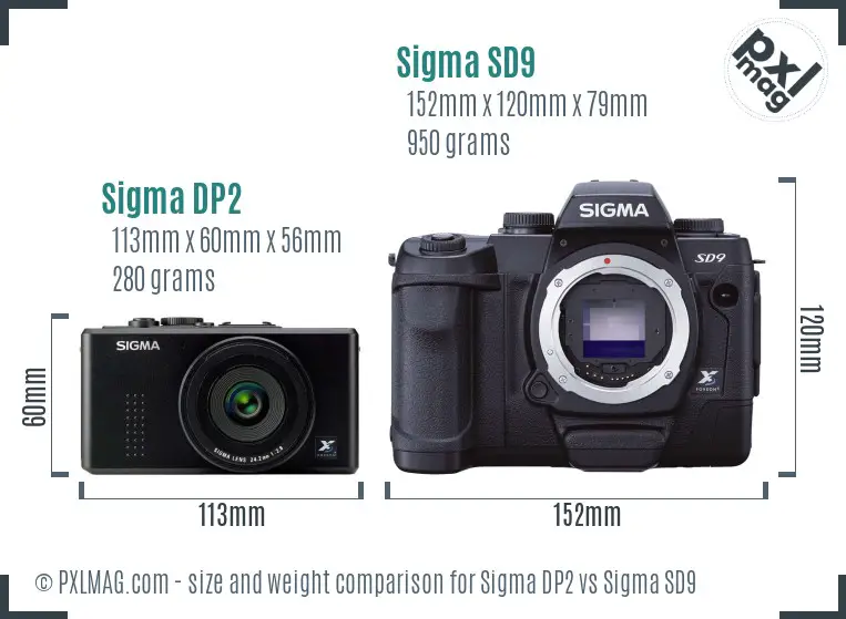 Sigma DP2 vs Sigma SD9 size comparison