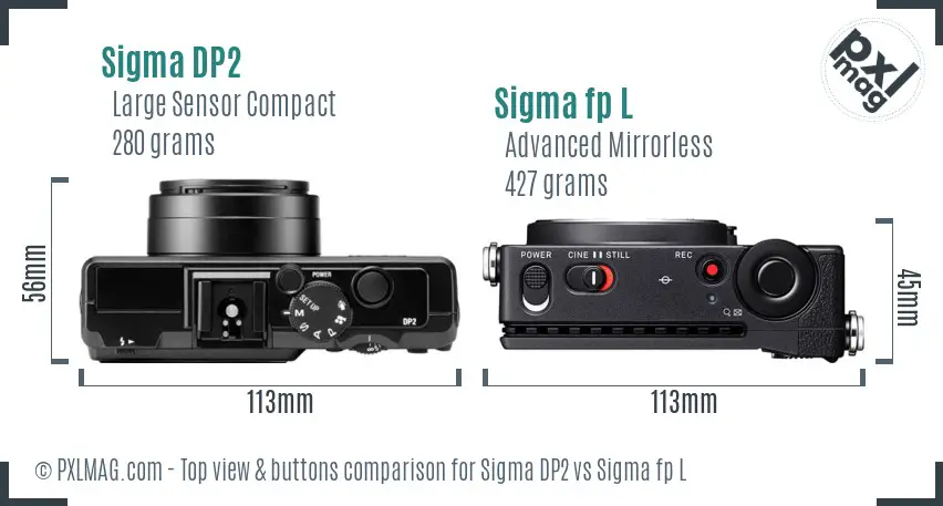 Sigma DP2 vs Sigma fp L top view buttons comparison