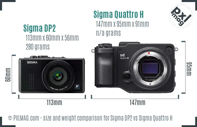 Sigma DP2 vs Sigma Quattro H size comparison