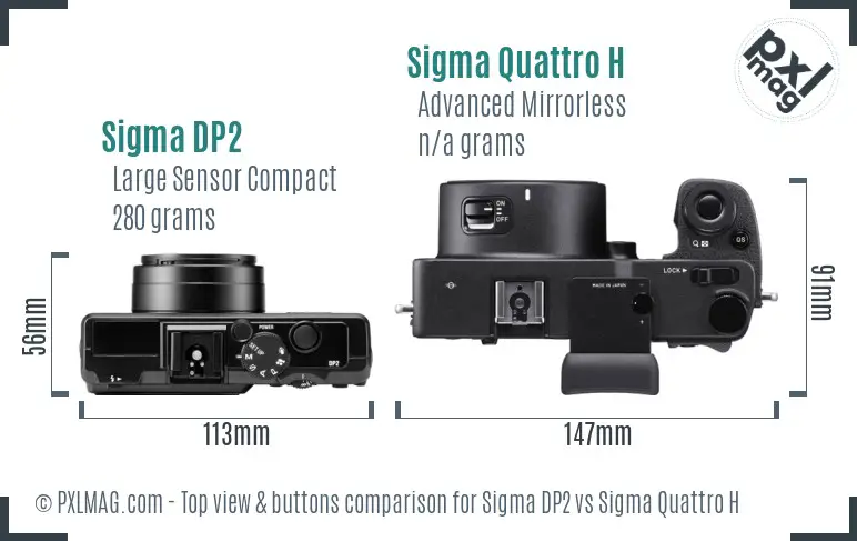 Sigma DP2 vs Sigma Quattro H top view buttons comparison