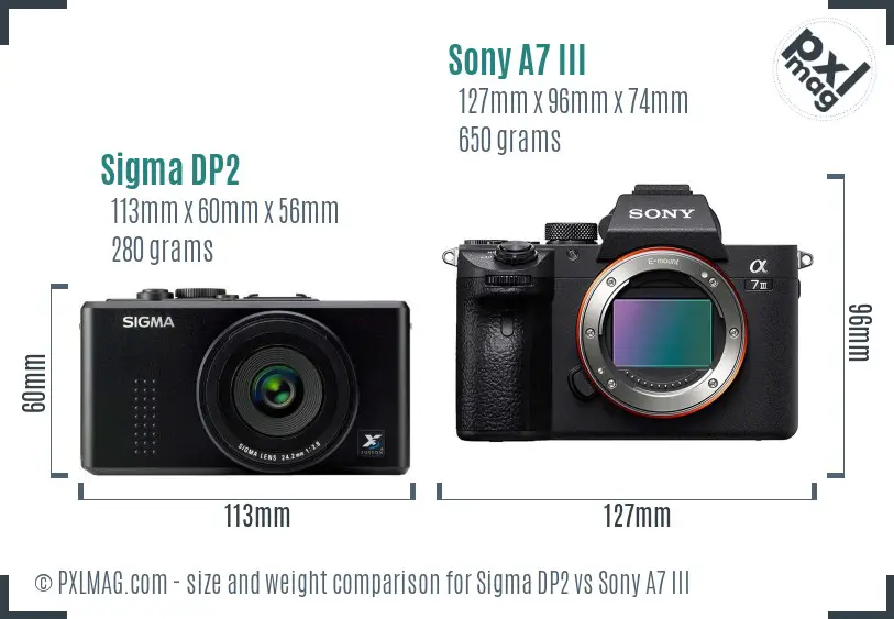 Sigma DP2 vs Sony A7 III size comparison Sigma DP2 vs Sony A7 III size comparison