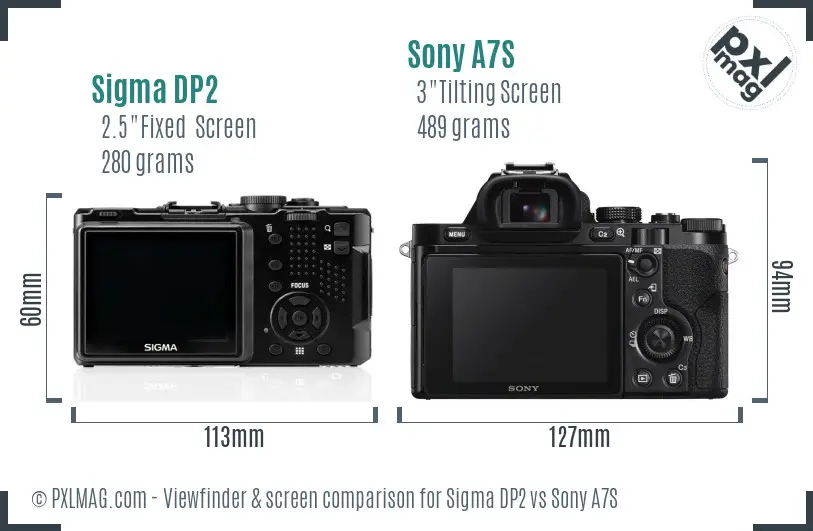 Sigma DP2 vs Sony A7S Screen and Viewfinder comparison
