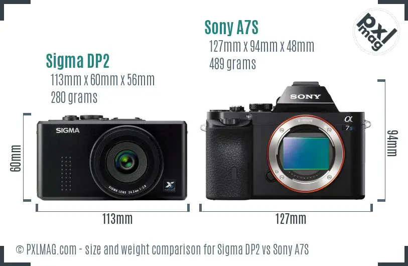 Sigma DP2 vs Sony A7S size comparison