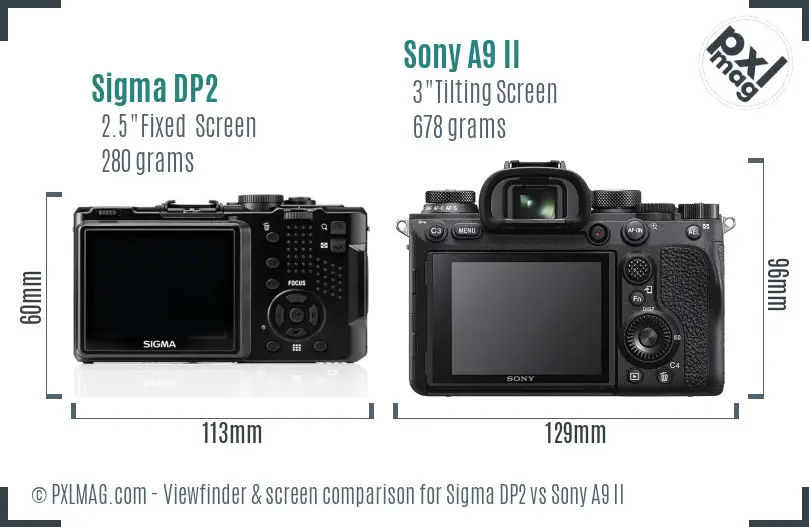 Sigma DP2 vs Sony A9 II Screen and Viewfinder comparison