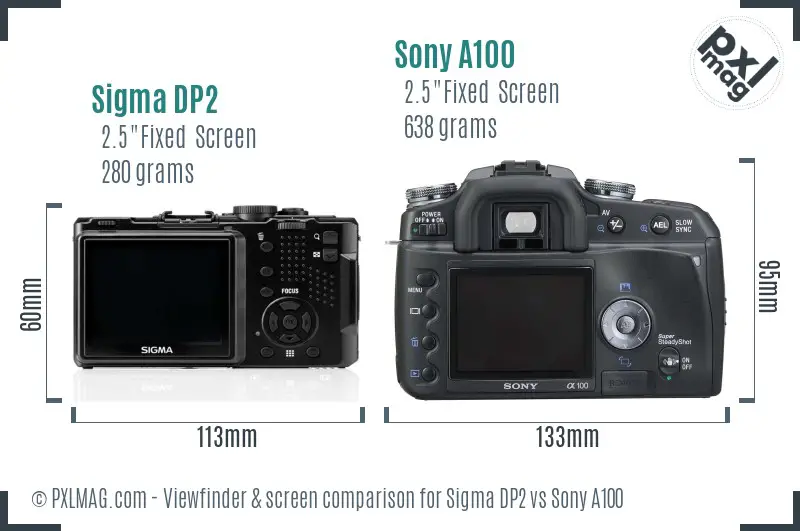 Sigma DP2 vs Sony A100 Screen and Viewfinder comparison Sigma DP2 vs Sony A100 Screen and Viewfinder comparison