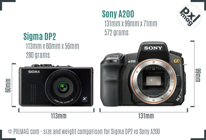 Sigma DP2 vs Sony A200 size comparison Sigma DP2 vs Sony A200 size comparison