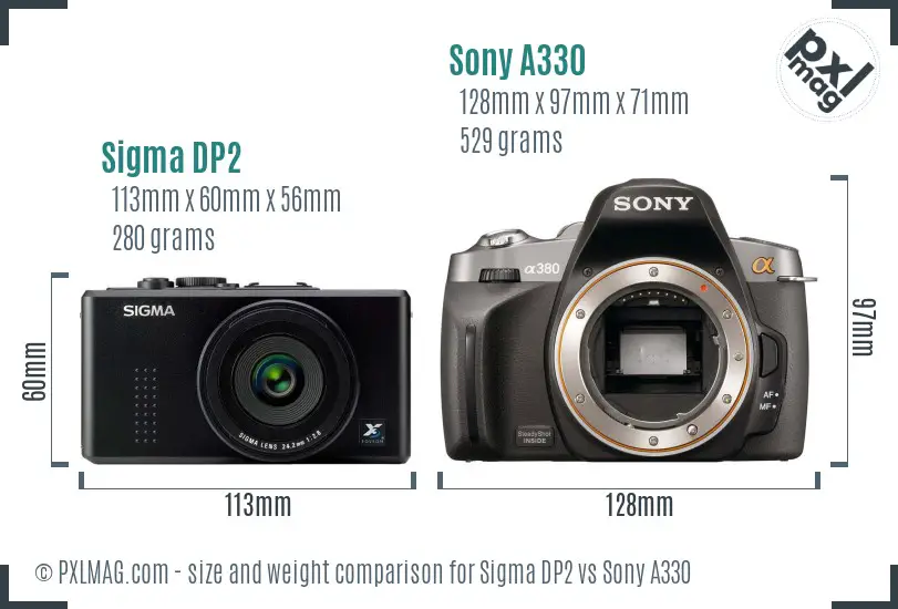 Sigma DP2 vs Sony A330 size comparison