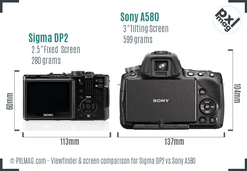 Sigma DP2 vs Sony A580 Screen and Viewfinder comparison Sigma DP2 vs Sony A580 Screen and Viewfinder comparison